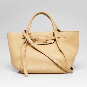 Celine Tan Pebbled Leather Long Strap Small Big Bag